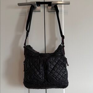 MZ Wallace Black Quilted Mia Crossbody Shoulder Bag